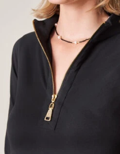 Nora Half-Zip Dress Black -Spartina Store 277524c