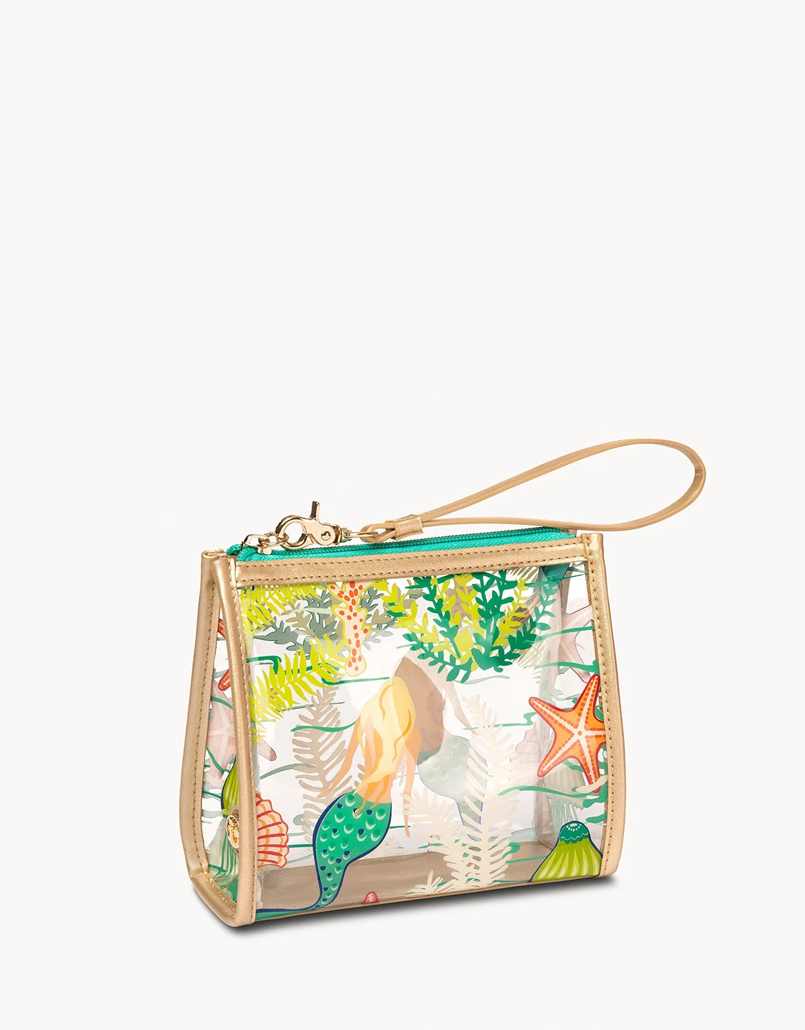 Golden Mermaid Clear Beach Wristlet 1 Golden Mermaid Clear Beach Wristlet