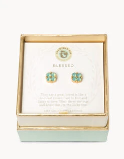 Sea La Vie Stud Earrings Blessed/Sea Foam Clover -Spartina Store 291476