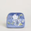 Embroidered Velvet Cosmetic Bag Blue