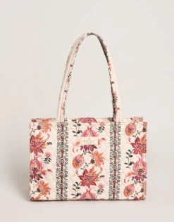 Quilted Zip Tote Linden Cream