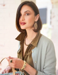 Oval Stone Beaded Necklace Unakite -Spartina Store 365671n