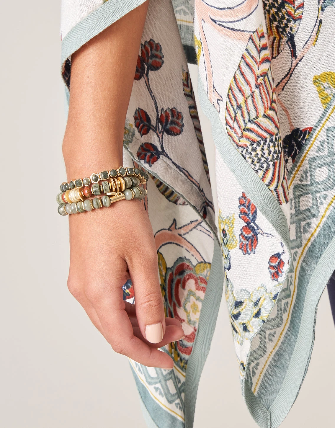 Maera Stretch Bracelet Silver Leaf Jasper 2 Maera Stretch Bracelet Silver Leaf Jasper - Image 2