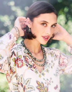 Maera Stretch Bracelet Silver Leaf Jasper 5 Maera Stretch Bracelet Silver Leaf Jasper -Spartina Store 365718n