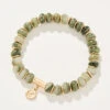 Stone Stretch Bracelet 8mm Silver Leaf Jasper