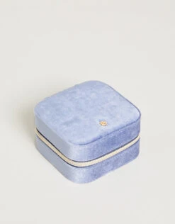 Velvet Jewelry Travel Case Blue