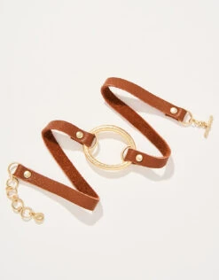 Oh-So Fun Leather Wrap Bracelet Brown