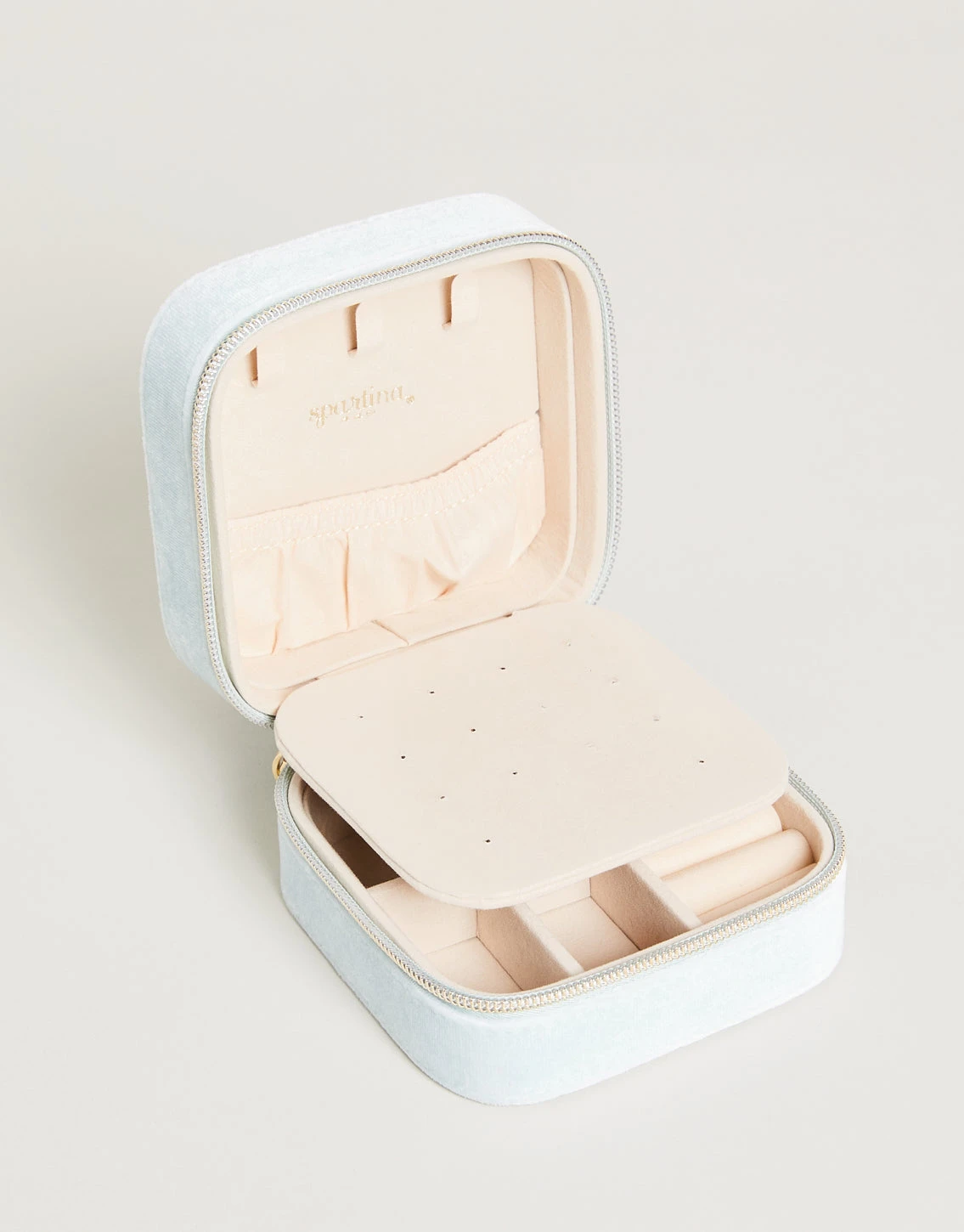 Velvet Jewelry Travel Case Sea Foam 3 Velvet Jewelry Travel Case Sea Foam - Image 3