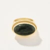 Oval Stone Ring Silver Leaf Jasper