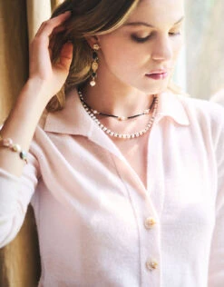 Pearl Rope Necklace Pearl/Black -Spartina Store 3659922n