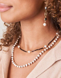 Pearl Rope Necklace Pearl/Black