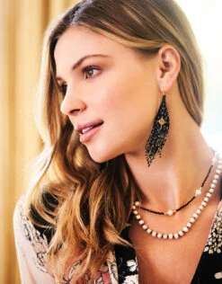 Pearl Bitty Bead Necklace Black -Spartina Store 366005o