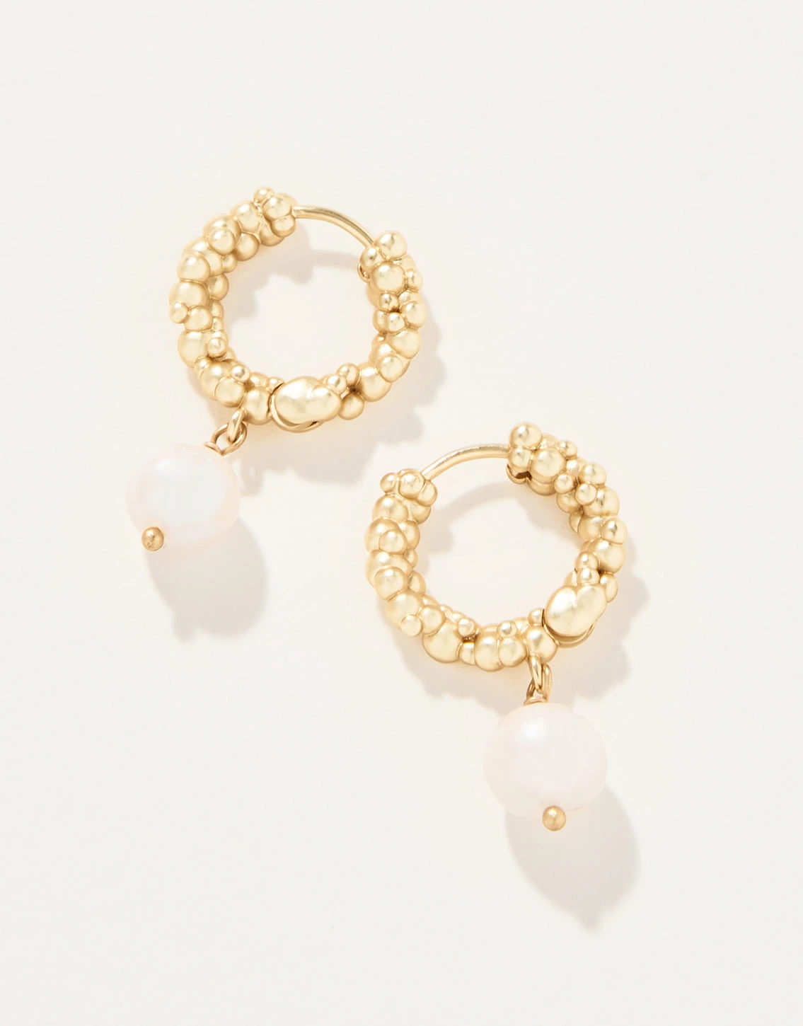 Bubble Hinged Hoop Earrings Pearl 1 Bubble Hinged Hoop Earrings Pearl