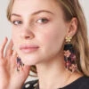 Bitty Bead Earrings Black Floral Stems