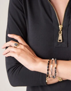 Linden Ring Carved Hematite -Spartina Store 366326m