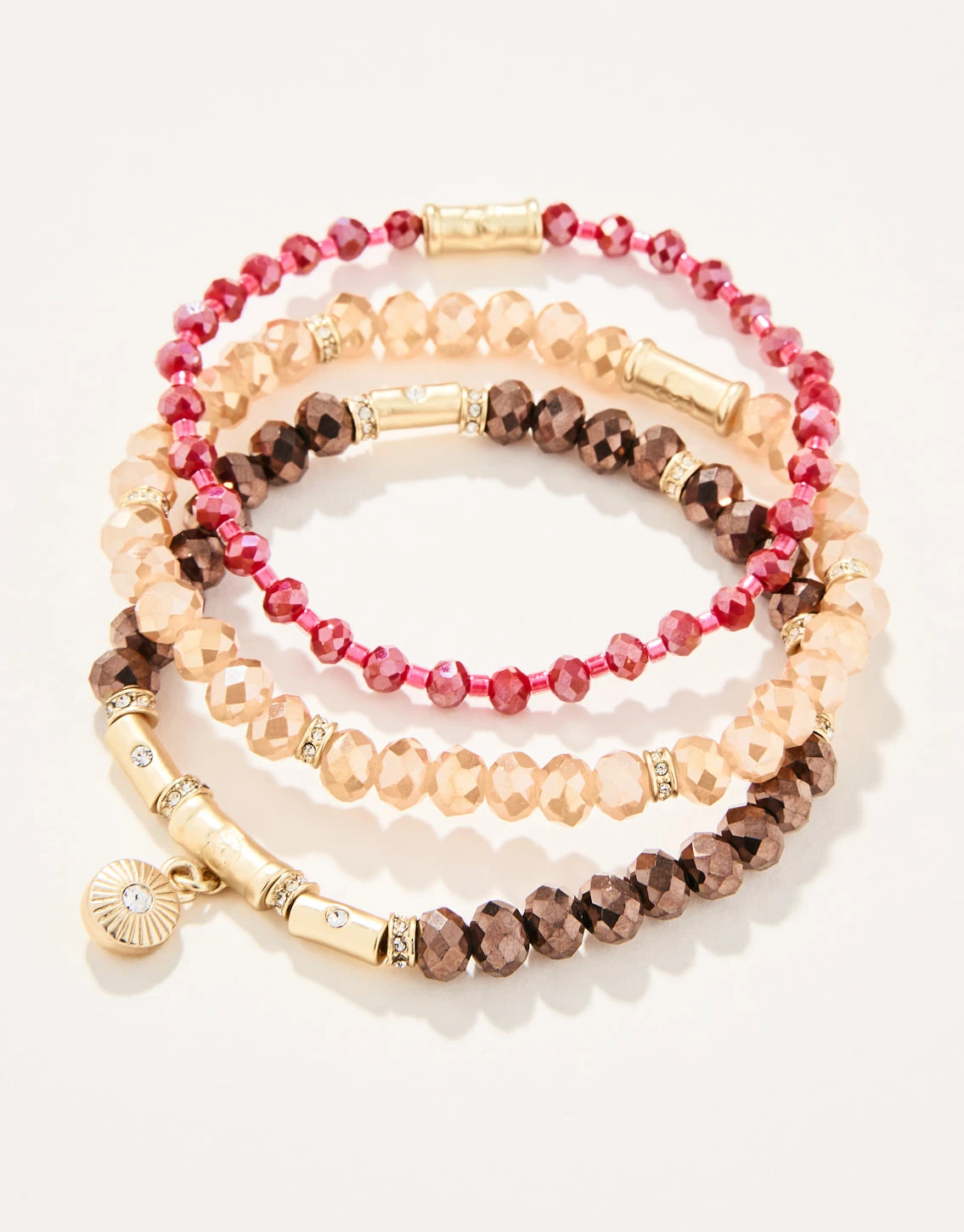 Sparkle Stretch Bracelet Set Pink/Brown 1 Sparkle Stretch Bracelet Set Pink/Brown