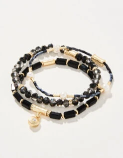 Sparkle Stretch Bracelet Set Black