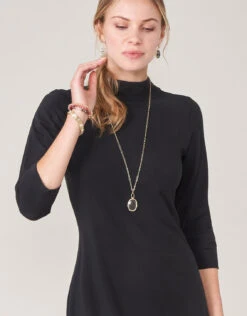 Naomi Mockneck Dress Black -Spartina Store 367903b