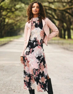 Naomi Mockneck Dress Linden Romantic Floral -Spartina Store 368085 NEWa