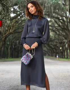 Evening Bag White Hall Blossom Sprig Slate 11 Evening Bag White Hall Blossom Sprig Slate -Spartina Store 370828e