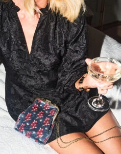 Evening Bag White Hall Blossom Sprig Slate 12 Evening Bag White Hall Blossom Sprig Slate -Spartina Store 370828f