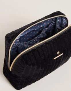 Velvet Quilted Cosmetic Bag Black 6 Velvet Quilted Cosmetic Bag Black -Spartina Store 370873c