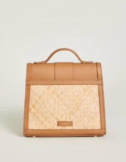 Rattan Beatrice Satchel Crossbody Caramel -Spartina Store 371610b