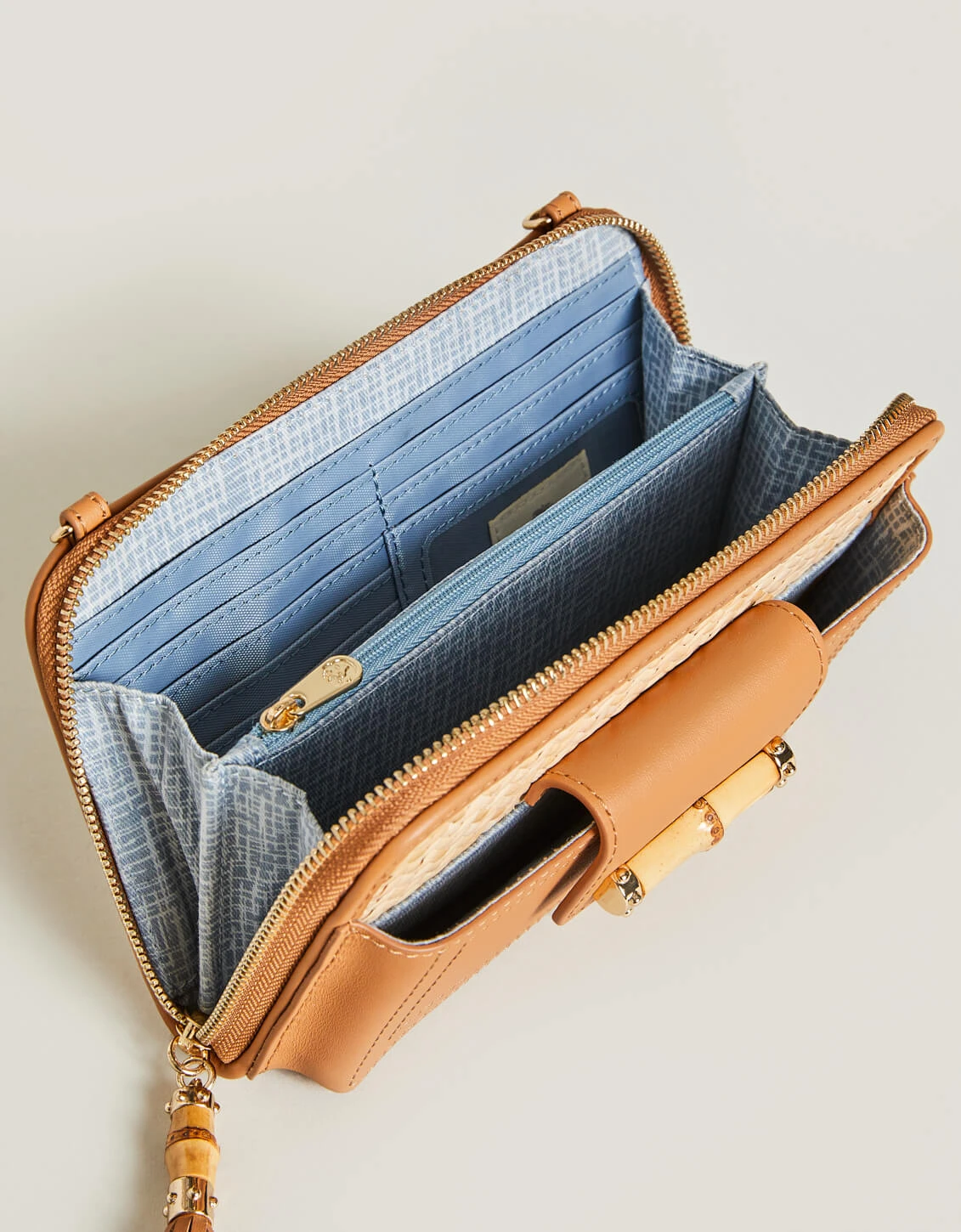 Rattan Multi-Phone Crossbody Caramel 2 Rattan Multi-Phone Crossbody Caramel - Image 2