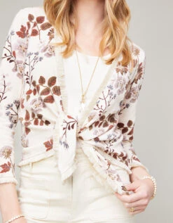Clara Convertible Cardigan Floral Vine Seashell -Spartina Store 372006n