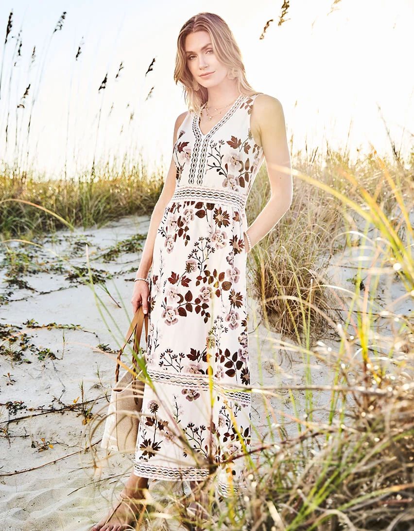 Gabrielle Midi Dress Parade Floral Vine Seashell 3 Gabrielle Midi Dress Parade Floral Vine Seashell - Image 3