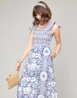 Saylor Resort Midi Dress Peeples Song Park Palms Engineered -Spartina Store 374406c