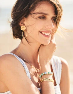 Stone Stretch Bracelet 10mm Mottled Jade Green/Blue 5 Stone Stretch Bracelet 10mm Mottled Jade Green/Blue -Spartina Store 374970m