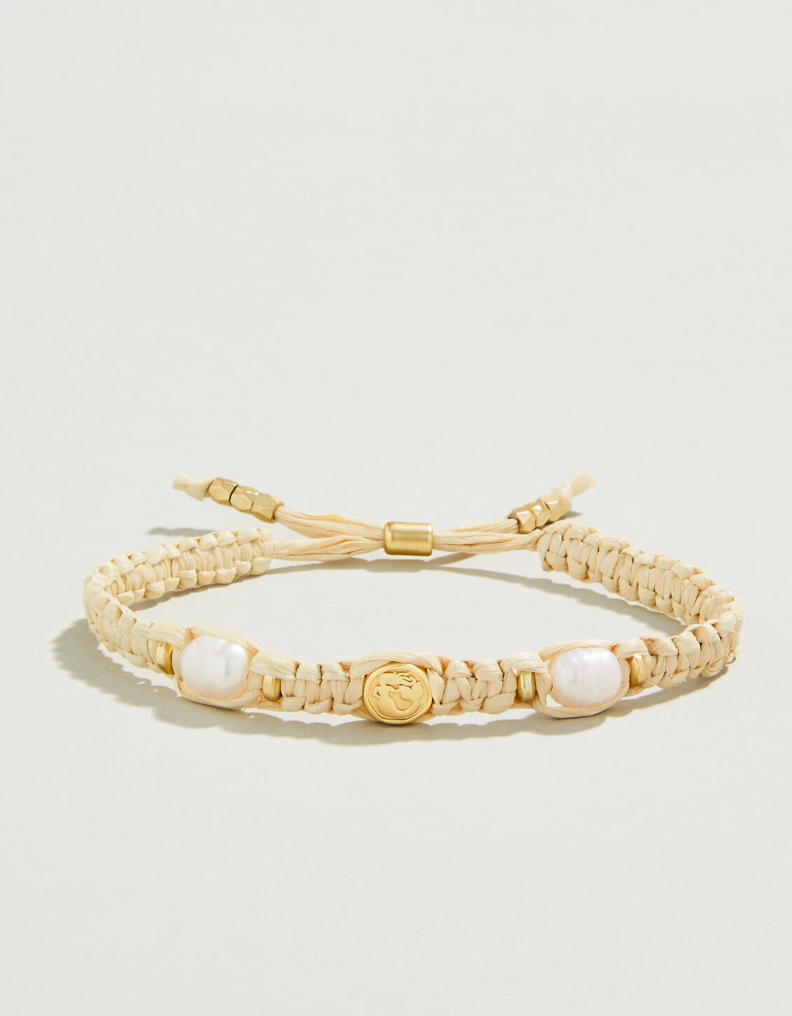 Straw Slide Bracelet Natural/Pearl 1 Straw Slide Bracelet Natural/Pearl