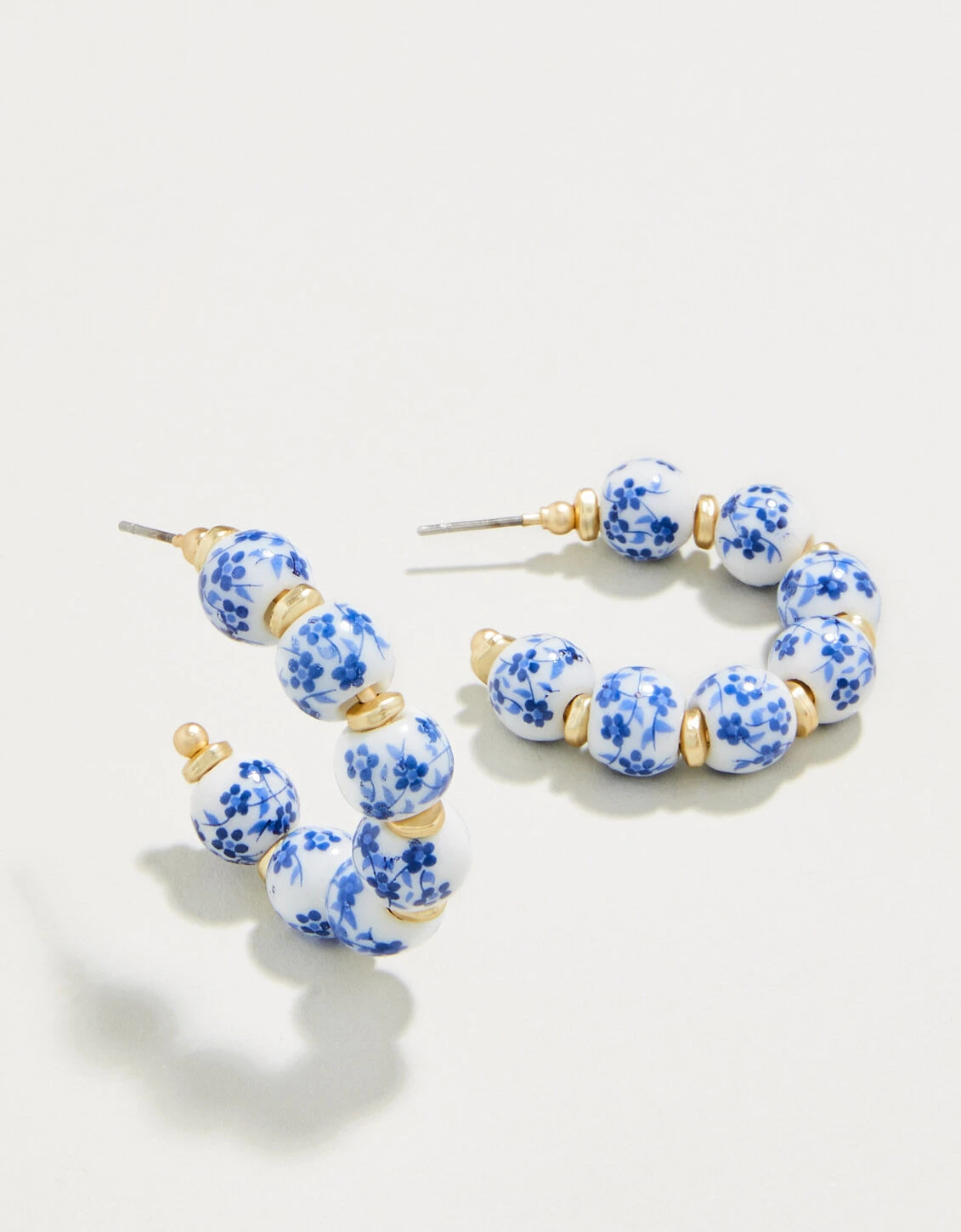 Annabelle Beaded Hoop Earrings Blue Flowers 1 Annabelle Beaded Hoop Earrings Blue Flowers