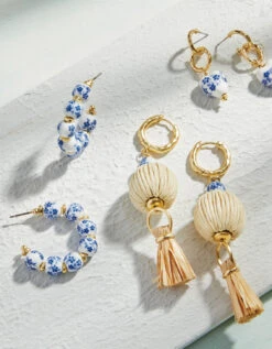 Annabelle Beaded Hoop Earrings Blue Flowers 5 Annabelle Beaded Hoop Earrings Blue Flowers -Spartina Store 375038m