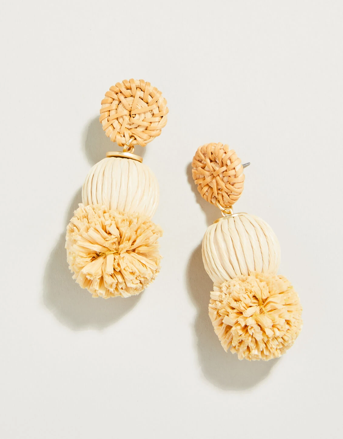 Straw Pom Earrings Natural 3 Straw Pom Earrings Natural - Image 3