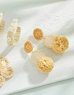 Straw Pom Earrings Natural 7 Straw Pom Earrings Natural -Spartina Store 375069n