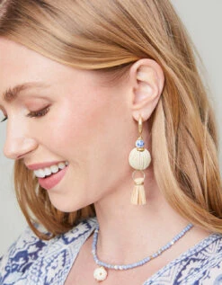 Summer House Earrings Natural/Blue -Spartina Store 375076b