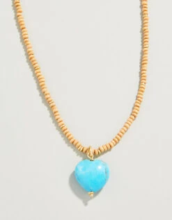 Full Heart Necklace 18" Turquoise/Natural