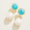 Bauble Pearl Drop Earrings Pearl/Turquoise