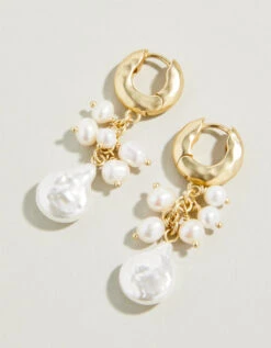 Cascade Hoop Earrings Pearl