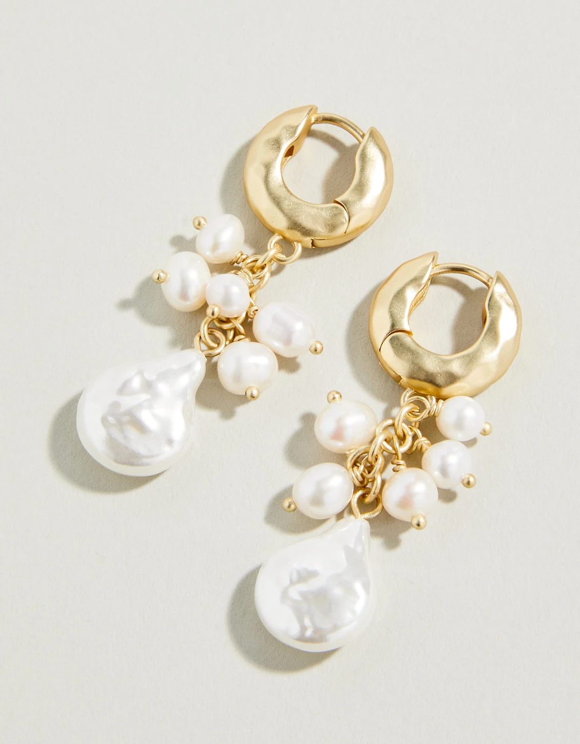Cascade Hoop Earrings Pearl 1 Cascade Hoop Earrings Pearl