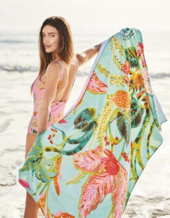 Beach Towel Queenie Tropical Floral Sea Foam 5 Beach Towel Queenie Tropical Floral Sea Foam -Spartina Store 376394m