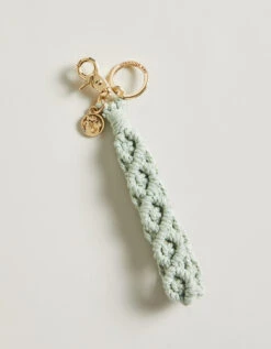 Macrame Wristlet Keychain Sea Foam