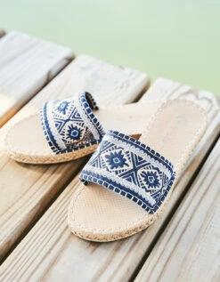 Spartina 449 X Sea Star Cabana Slides Peeples Song Park Lane Blue Denim -Spartina Store 376653n