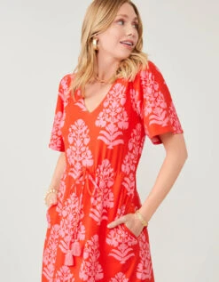 Blakelynn Midi Dress Queenie Woodblock Floral Tomato 10 Blakelynn Midi Dress Queenie Woodblock Floral Tomato -Spartina Store 377131b