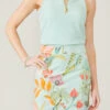 Fringe Skort Queenie Tropical Floral Sea Foam