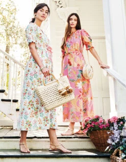 Leanne Maxi Dress Queenie Tropical Floral Pink -Spartina Store 377551m