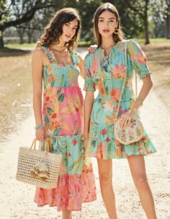 Natalia Skirt Queenie Tropical Floral Sea Foam -Spartina Store 377797n