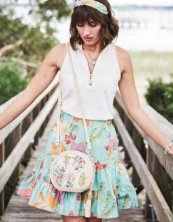 Natalia Skirt Queenie Tropical Floral Sea Foam -Spartina Store 377797o